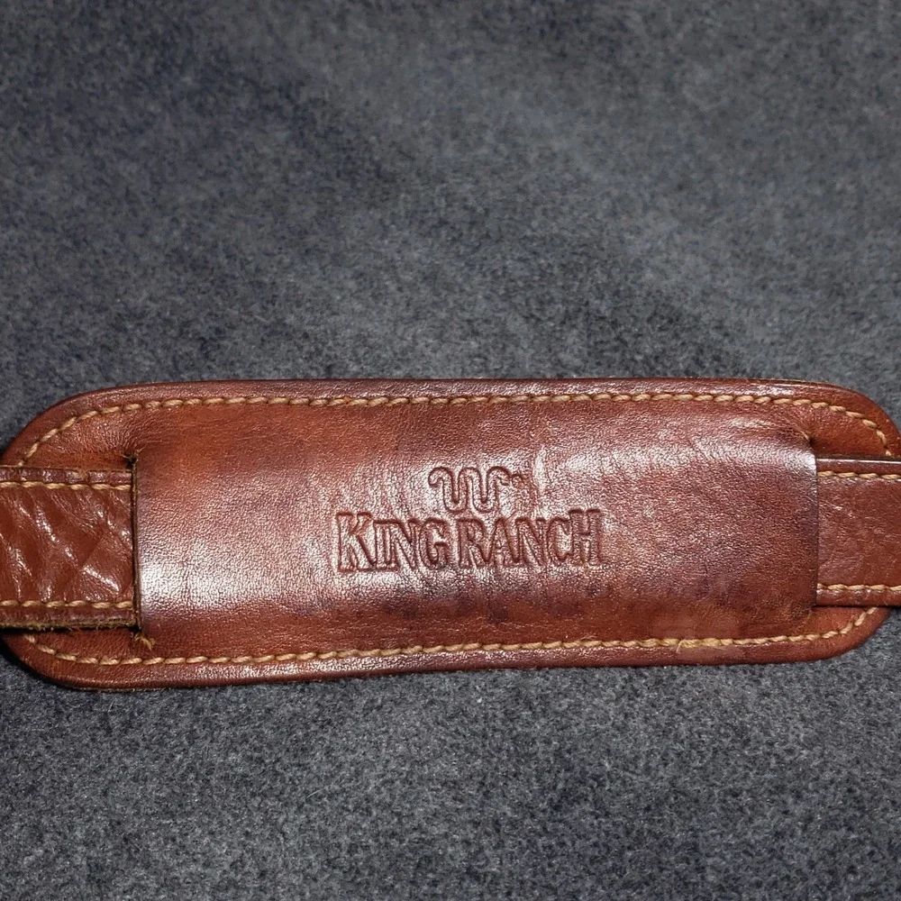 King‎ Ranch Leather Briefcase Mens Large Brown Messenger Bag Brass Running W